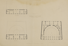 216566 Plattegronden van de begane grond, eerste en tweede verdieping van het ontwerp voor de manufacturenwinkel van A. ...